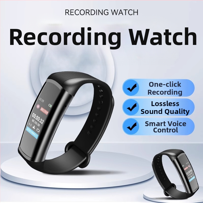 Náramkový rekordér s HD displejom a redukciou šumu — MP3/WAV, 10 hodín nahrávania, USB 2.0, Li-Po batéria