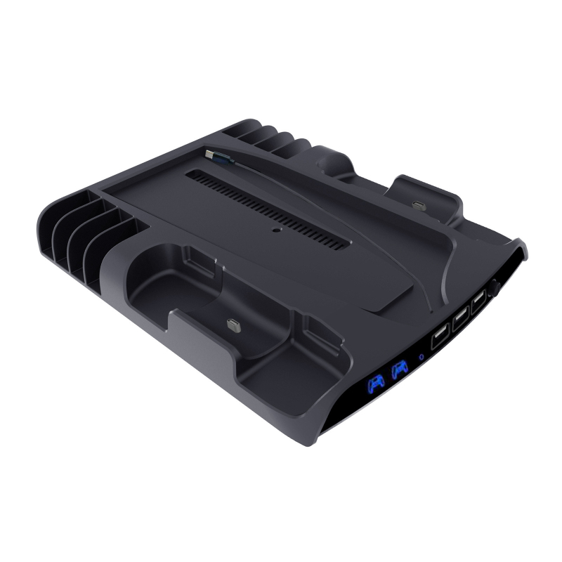 PS5 Slim viacfunkčná chladiaca základňa s úložiskom pre disky, nabíjacím dokom pre dva ovládače a držiakom na slúchadky