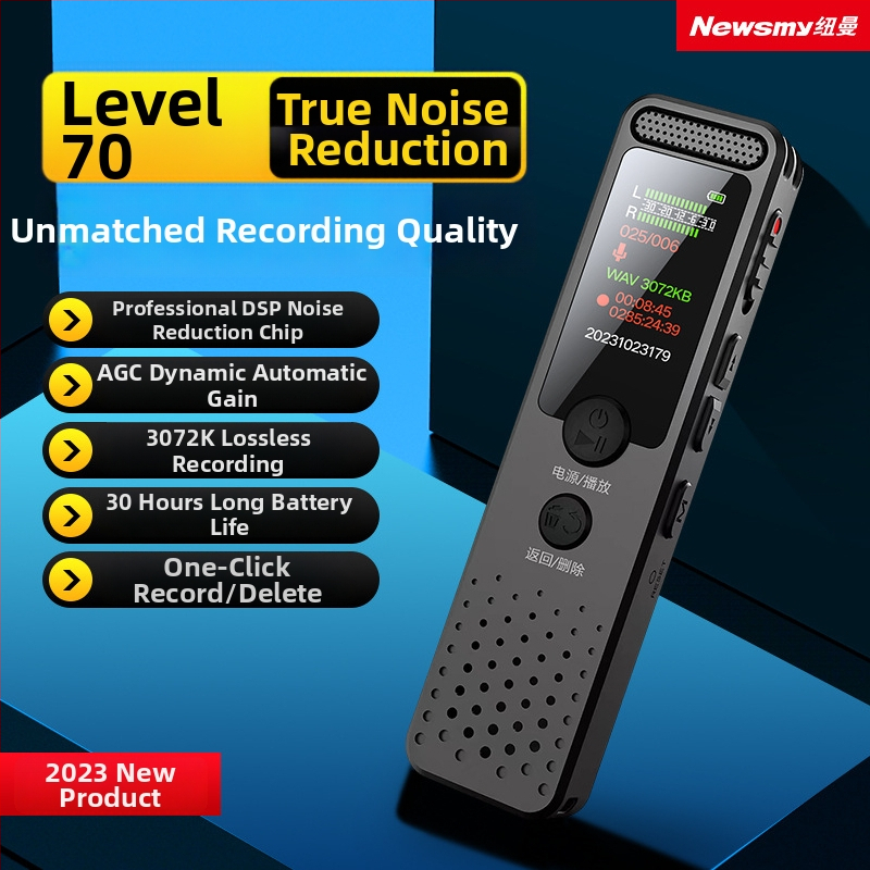 Newman D03 záznamové pero — 360 min záznamu, MP3/WMA/WAV formáty, dosah nahrávania 5–7 m, USB 2.0, vstavaný mikrofón