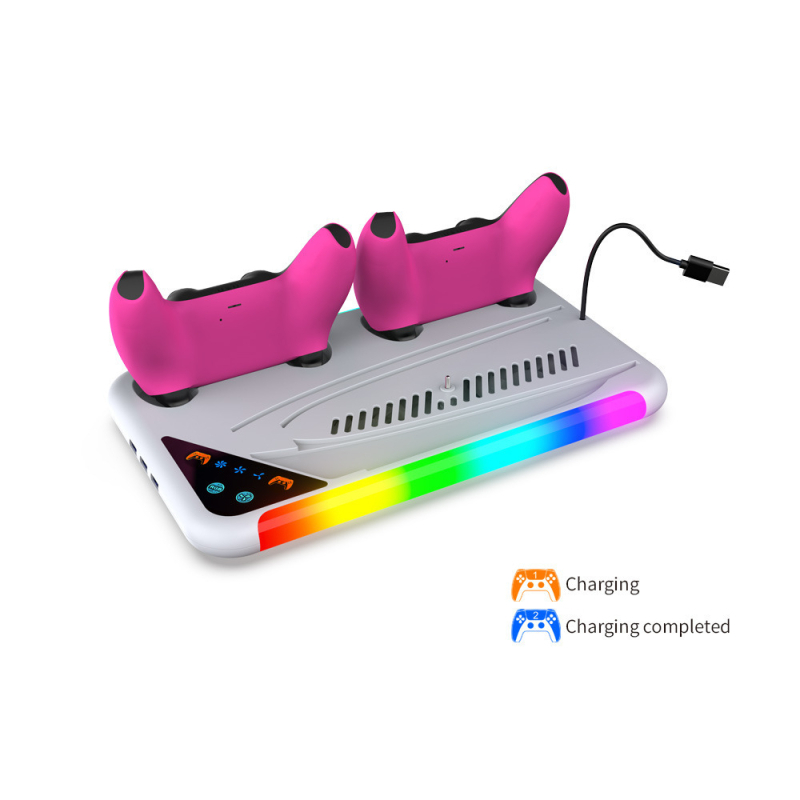 Βάση ψύξης και φόρτισης για PS5 και PS5 Slim με RGB φωτισμό, κρεμάστρα ακουστικών και ABS κατασκευή