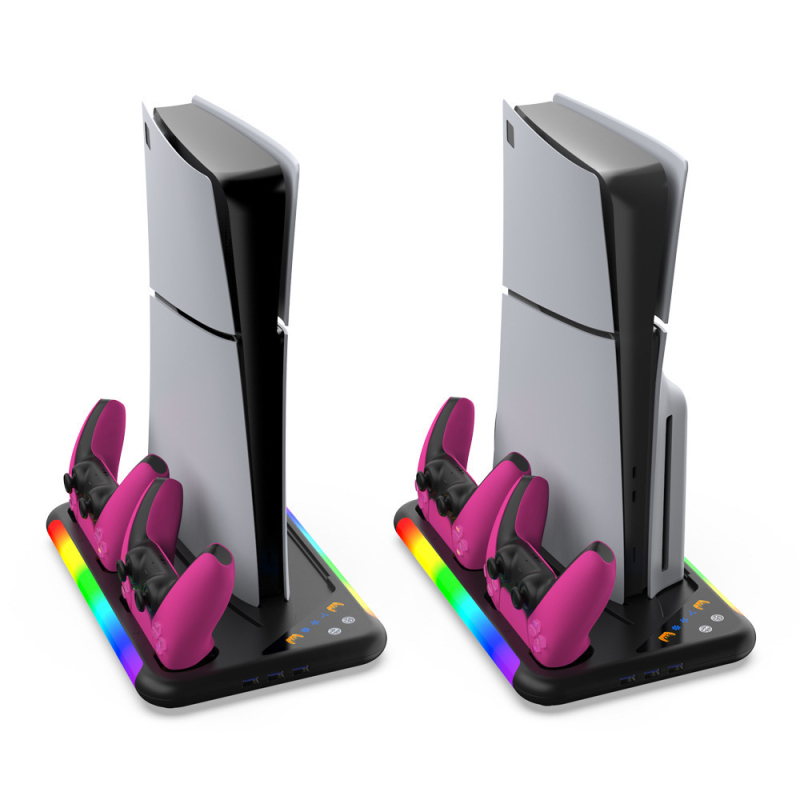 Βάση ψύξης και φόρτισης για PS5 και PS5 Slim με RGB φωτισμό, κρεμάστρα ακουστικών και ABS κατασκευή