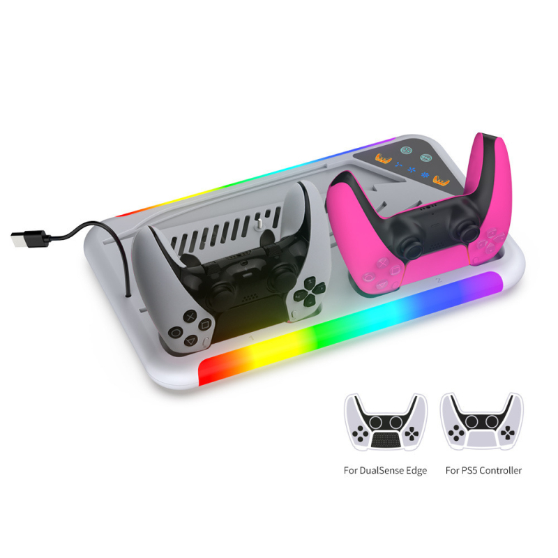 Βάση ψύξης και φόρτισης για PS5 και PS5 Slim με RGB φωτισμό, κρεμάστρα ακουστικών και ABS κατασκευή
