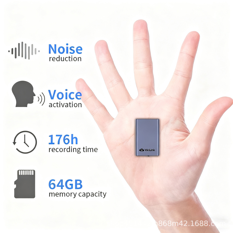 Kompakta balss ierakstītājs ar lielu iekšējo atmiņu, MP3 ieraksts, 720 minūšu ieraksta laiks, USB 2.0, MEMS mikrofons