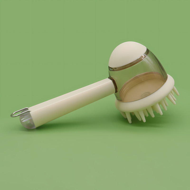 Chuangjie Kefa na kúpanie domácich miláčikov – dlhá rúčka, masážna kefa pre psy a mačky (PP/TPR/ABS nerezová oceľ)