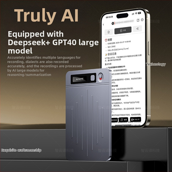 AI hlasový záznamník s prepisom a zhrnutím stretnutí — ultra tenký, Note X, 2 mikrofóny, 28-hodinové nahrávanie, USB 2.0