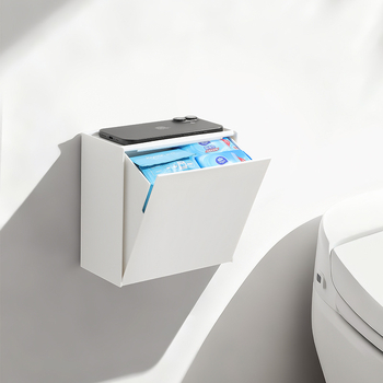 Fürdőszobai falra szerelhető tároló ABS-ből, négyzetes modell, 1 L kapacitás, modern minimalist stílus, szervező