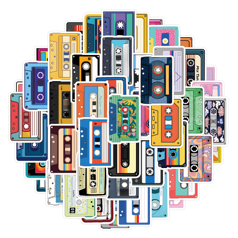 Music Tapes graffiti naljepnice set za bilježnice, prtljagu i telefone — nordijski stil, samoljepljive, vodootporna HD tisak