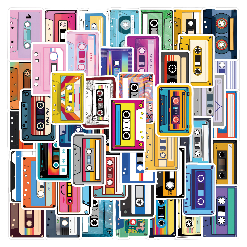 Music Tapes graffiti naljepnice set za bilježnice, prtljagu i telefone — nordijski stil, samoljepljive, vodootporna HD tisak