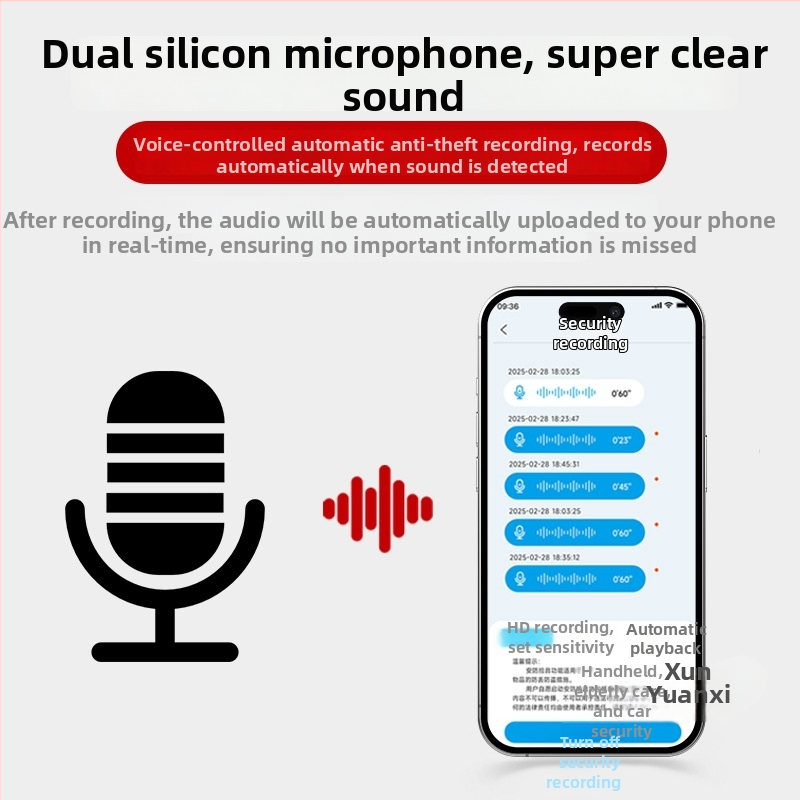 Nothing înregistrator vocal controlat de telefon, cu reducere a zgomotului HD și localizator Beidou în timp real