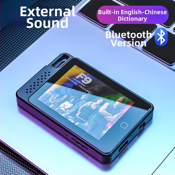 MP3 prehrávač s Bluetoothom a nahrávaním, podpora TF karty, 2,4-palcový TFT displej, USB-C rozhranie