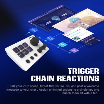 Mirabox tastatură vizuală cu 6 taste, conectată prin USB, cu buton rotativ, personalizabilă