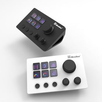 Mirabox tastatură vizuală cu 6 taste, conectată prin USB, cu buton rotativ, personalizabilă