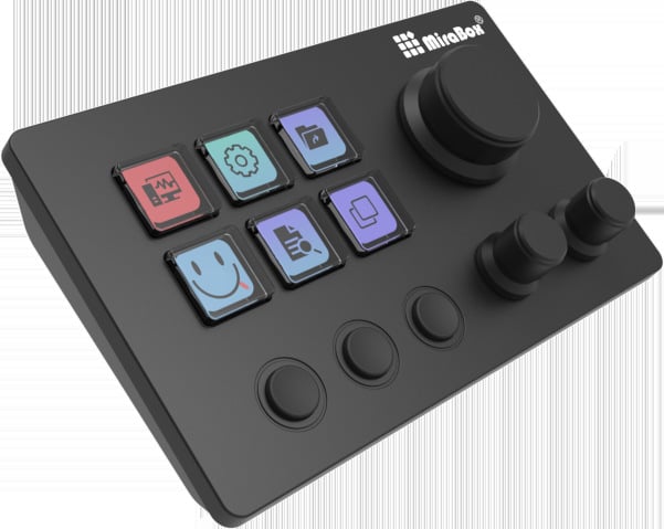 Mirabox tastatură vizuală cu 6 taste, conectată prin USB, cu buton rotativ, personalizabilă