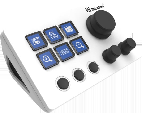 Mirabox tastatură vizuală cu 6 taste, conectată prin USB, cu buton rotativ, personalizabilă