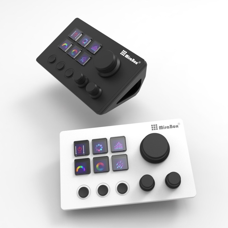 Mirabox tastatură vizuală cu 6 taste, conectată prin USB, cu buton rotativ, personalizabilă
