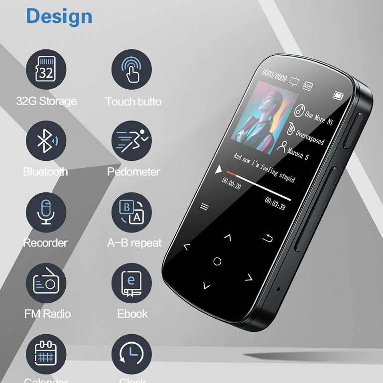 M9 32GB MP3/MP4 player – rezoluție 320x240, audio MP3/WMA/WAV/OGG/FLAC; video MPEG-4/AVI/WMV/MOV; redare 30 ore