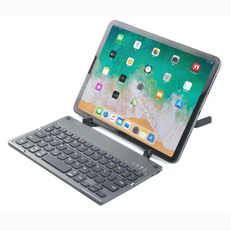 B048 Tastatura Bluetooth pliabilă cu suport încorporat, mini portabilă, încărcare Type-C, ergonomic