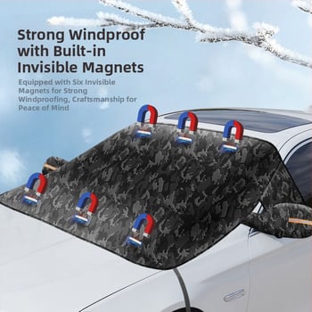 Protecție pentru parbrizul frontal al mașinii (pânză Oxford; montaj încorporat; potrivire universală; stil minimalist; model grilă)