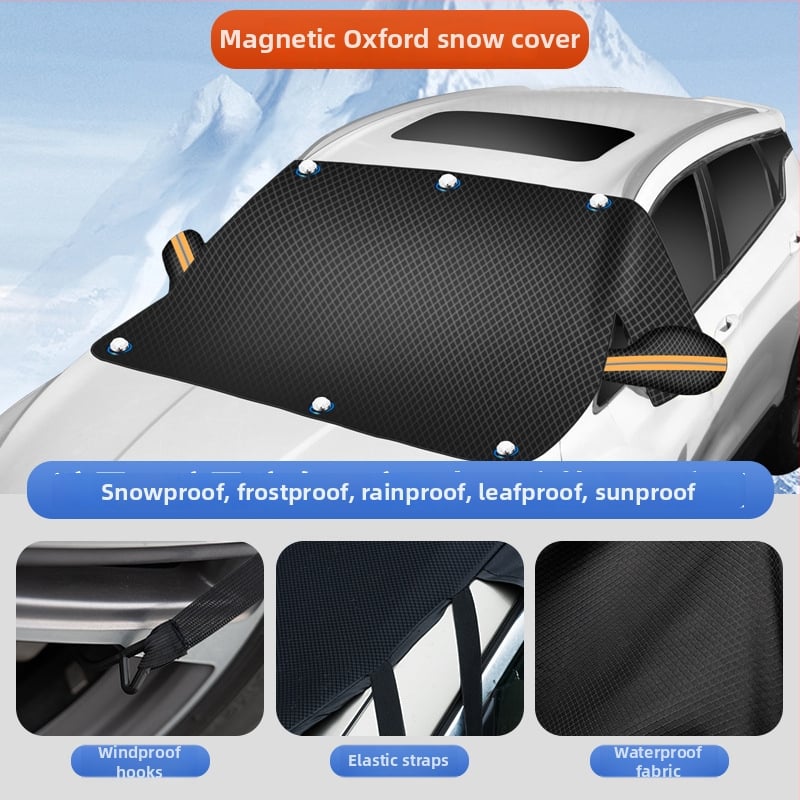 Protecție pentru parbrizul frontal al mașinii (pânză Oxford; montaj încorporat; potrivire universală; stil minimalist; model grilă)