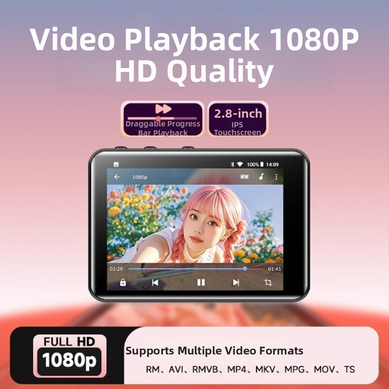 MP3 prehrávač A39s – 2,8-palcový farebný displej, Bluetooth, USB 2.0, TF karta podpora, MP3/WMA/WAV/OGG/FLAC/APE, študentská verzia