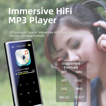 MP3 prehrávač s Bluetoothom, 1,8 palcový farebný dotykový displej, WAV zvuk, AVI/AMV video, 8 h prehrávanie