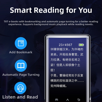 MP3 prehrávač s Bluetoothom, 1,8 palcový farebný dotykový displej, WAV zvuk, AVI/AMV video, 8 h prehrávanie