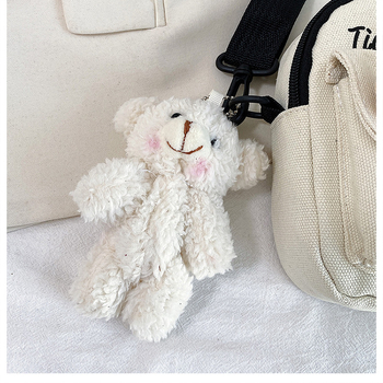 Τσαντάκι crossbody από καμβά για γυναίκες — σχήμα κάθετης τετράγωνης μορφής, σχέδιο με γράμματα, κλείσιμο με φερμουάρ, επένδυση από πολυεστέρα