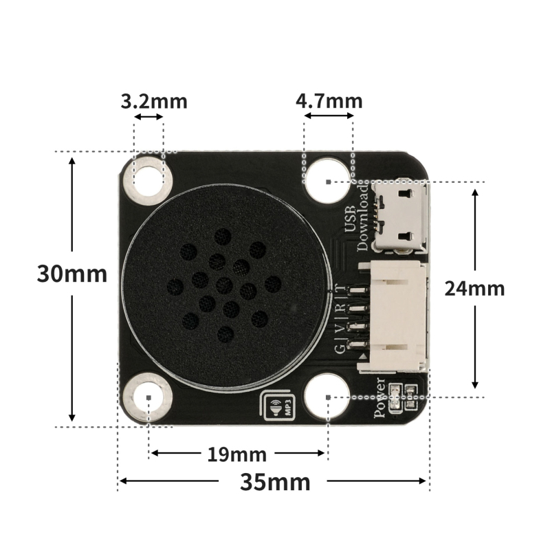 MP3 balses atskaņošanas modulis Arduino, saderīgs ar LEGO un vadība caur seriālo portu – Modelis HS-S49PL