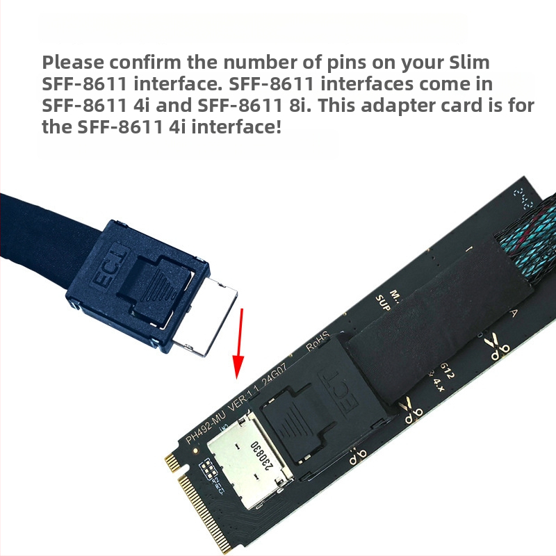 Karta adaptéra Oculink pre M.2 NGFF M-key NVMe PCIe (SFF-8611/8612), PH492-MU/PH492-MD