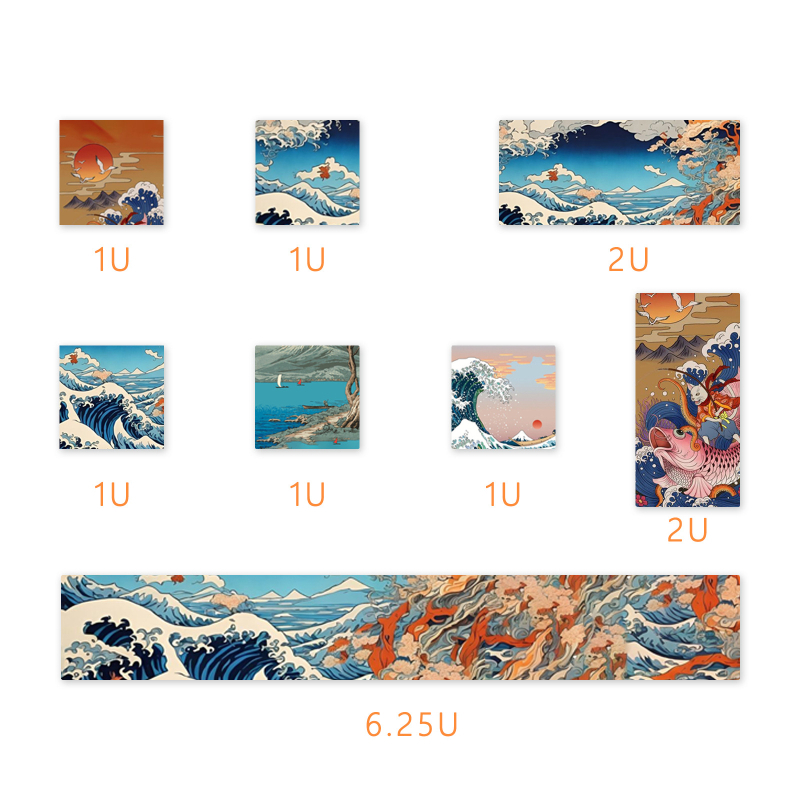 Sublimācijas taustiņkapis spacebaram, Coral Sea modelis, plastmasas materiāls, saderīgs ar mehāniskajām tastatūrām, 48 g, produkta kods 20250626