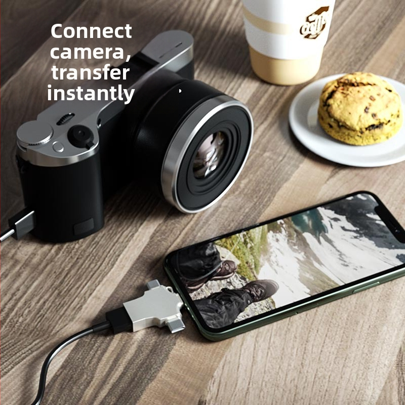 OTG adaptér 3 v 1 pre smartfóny: číta USB flash disk a pripojenie klávesnice a myši (Android, Apple, Type-C)