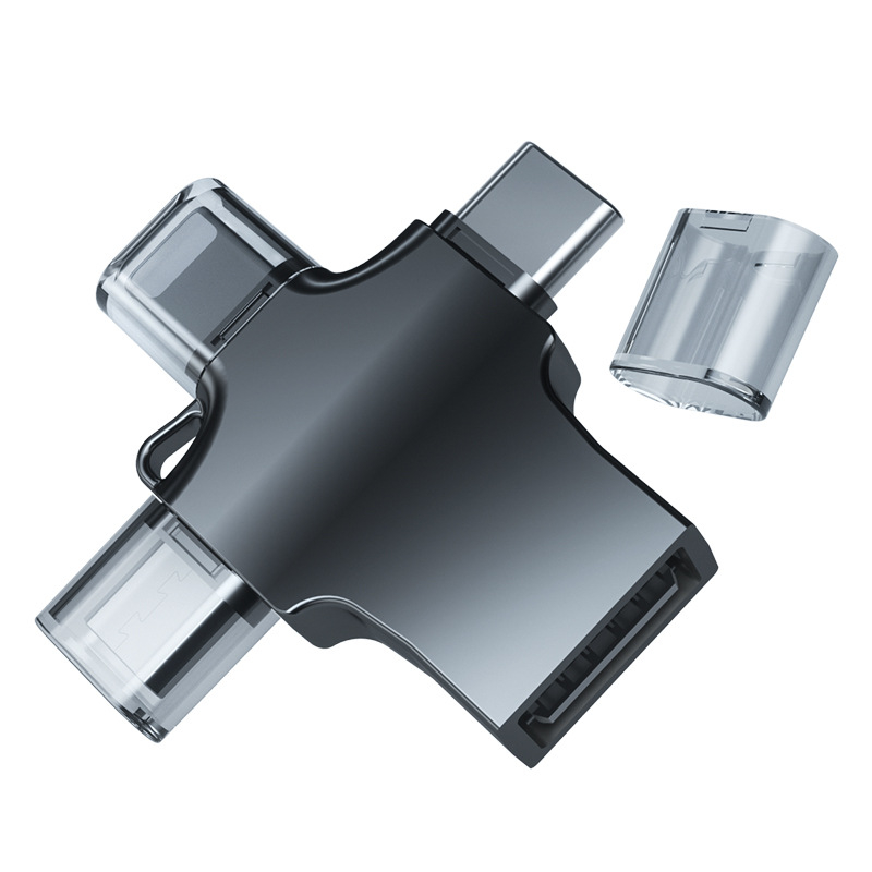 OTG adaptér 3 v 1 pre smartfóny: číta USB flash disk a pripojenie klávesnice a myši (Android, Apple, Type-C)