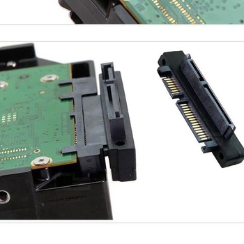 90-градусов SATA адаптер за твърд диск, прав ъгъл, 22P, 7+15 щифтове, мъжки към женски