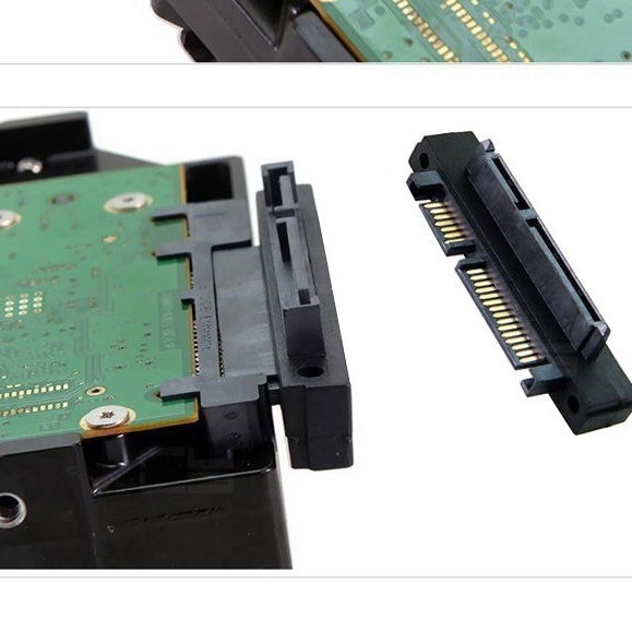 90-градусов SATA адаптер за твърд диск, прав ъгъл, 22P, 7+15 щифтове, мъжки към женски