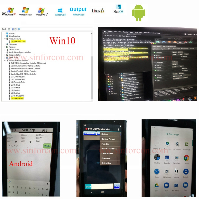 FTDI USB‑to‑RS232 adaptérová doska, FTDI čip, USB‑serial rozhranie, rýchlosť 115200, model SN-200123