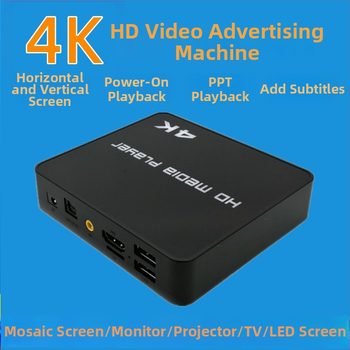 4K HD multimediálny prehrávač s procesorom RK3229, 4GB RAM, 8GB ROM, až 2TB úložisko, výstup 3840x2160, prehrávanie z USB/TF, automatické opakovanie pri zapnutí, na výšku aj na šírku
