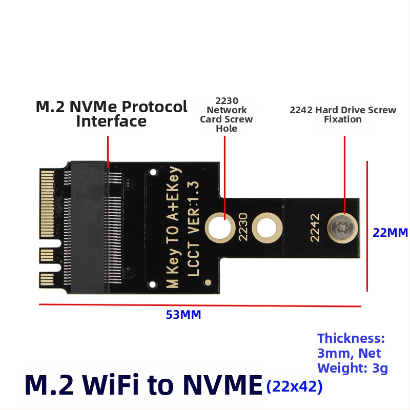 M.2 WiFi adaptér karta – A+E kľúč NGFF 2230 NVMe SSD