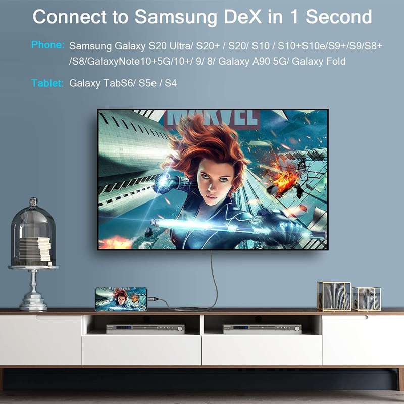 QGeeM USB-C σε HDMI αντάπτορας καλώδιο, υποστηρίζει 4K60Hz, για smartphones, φορητούς υπολογιστές και tablets σε τηλεόραση ή οθόνη