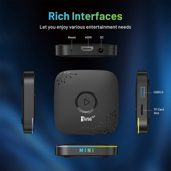 TV кутия TV98 ATV MINI Android 14, 4K, четириядрен процесор, 2GB RAM, 8GB флаш памет