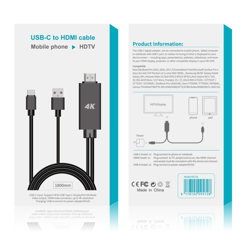 HDMI patch kabel uz podršku 4K, bakreno jezgro, duljina 1.8 m, model 9572A