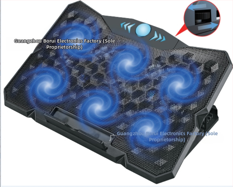 Chladiaca podložka pre notebook s 6 ventilátormi, dĺžka línie 54 mm, plastová konštrukcia, pre notebooky/ ultrabooky