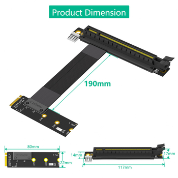 PCI-E 16X 90° patch kabel za M.2 NGFF Key M, duljina 19 cm