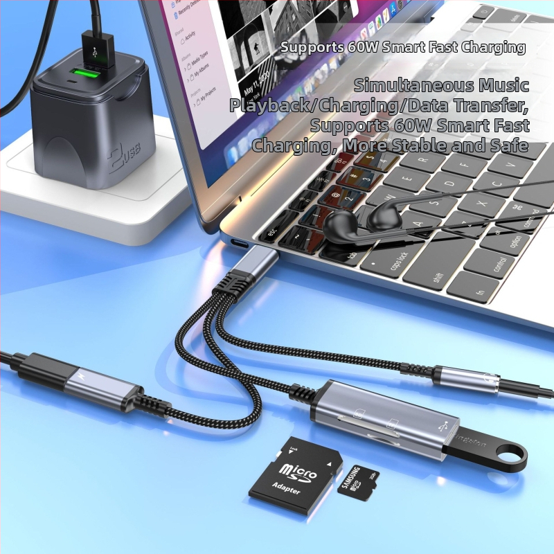 USB-C adaptér kábel Hs-118, USB 2.0 rozhranie, rýchlosť prenosu 2.0, 1 na 3 výstupy, model Hs-118, OTG