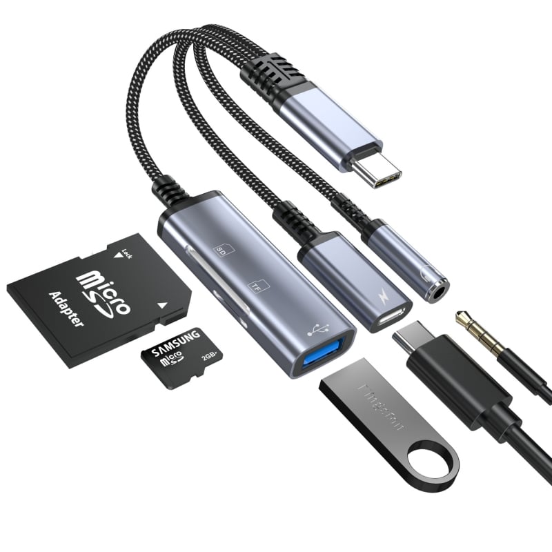 USB-C adapter kábel Hs-118, USB 2.0 interfész, adatátviteli sebesség 2.0, 1-3 osztó, modell Hs-118, OTG