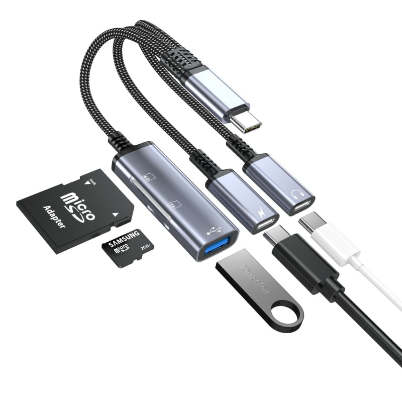 USB-C adapter kábel Hs-118, USB 2.0 interfész, adatátviteli sebesség 2.0, 1-3 osztó, modell Hs-118, OTG