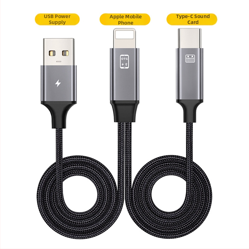 Vonkajší USB DAC/slúchadlový zosilňovač s USB-C na USB, nezávislé napájanie, dvojvýstupný, DAC čip, 1 m kábel, model MK14/MK15
