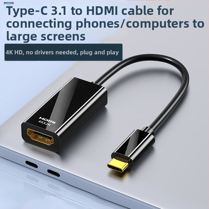 Kábel Type-C na HDMI 4K, dĺžka 0,2 m, meďový jadro, vysokokvalitný čip, 5 Gbps