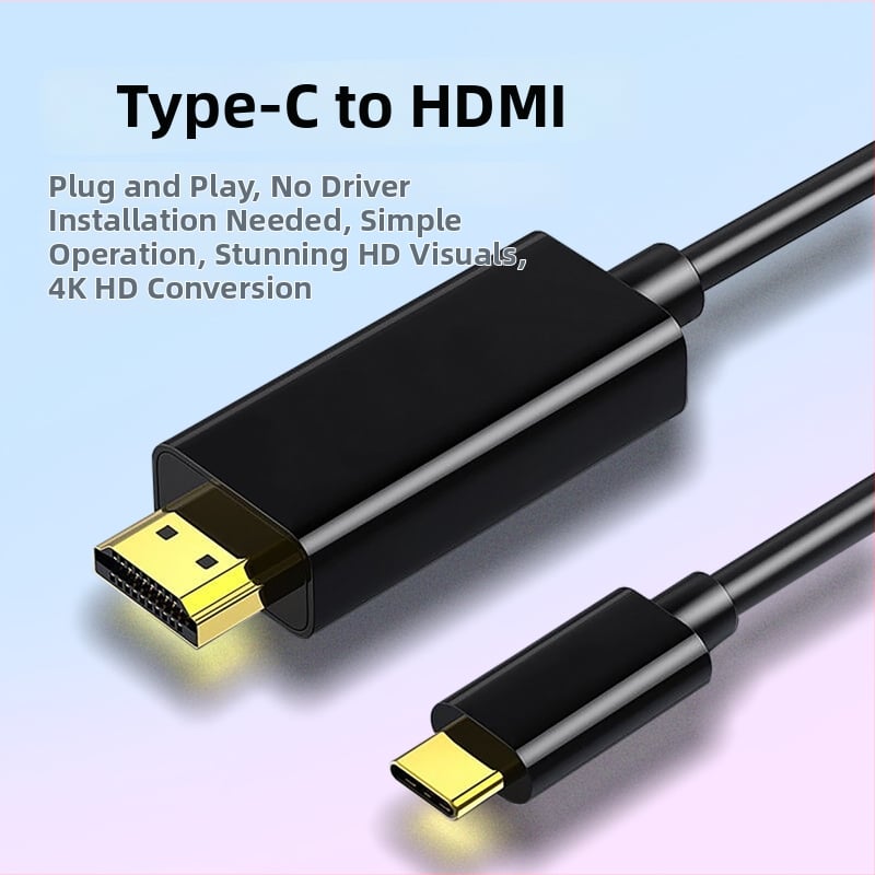 Kábel Type-C na HDMI 4K, dĺžka 0,2 m, meďový jadro, vysokokvalitný čip, 5 Gbps