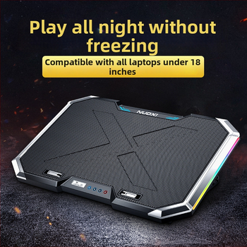 Nossi Q8 notebook chladiaca podložka s LCD displejom, RGB osvetlením a ovládaním tlačidlami, 6 ventilátorov
