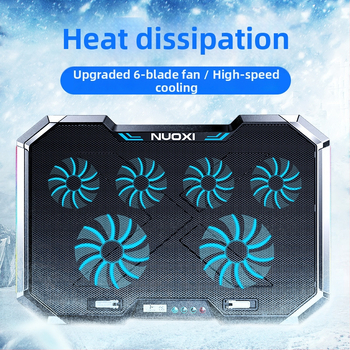 Nossi Q8 notebook chladiaca podložka s LCD displejom, RGB osvetlením a ovládaním tlačidlami, 6 ventilátorov